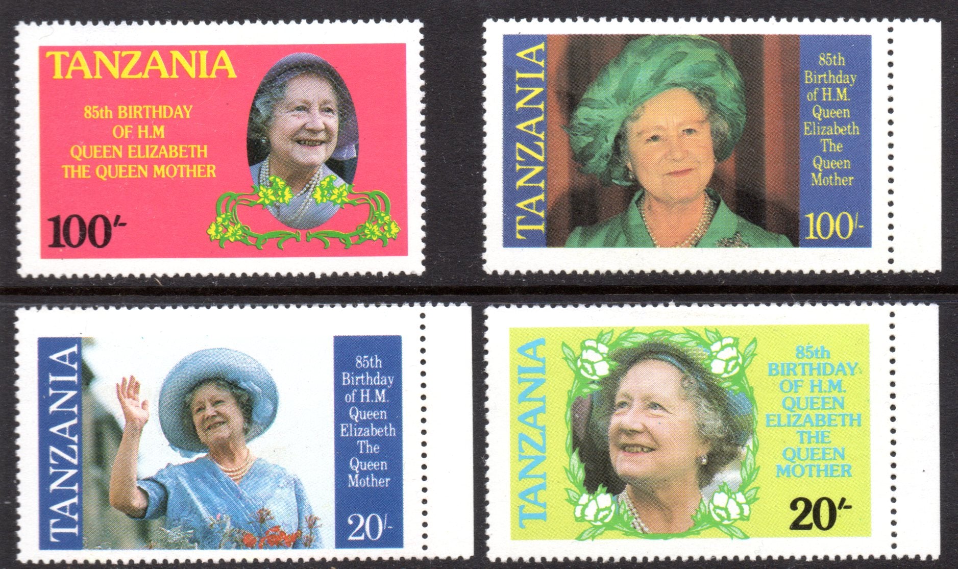 Tanzania 1985 Queen Mother Three UM Progressive Proofs