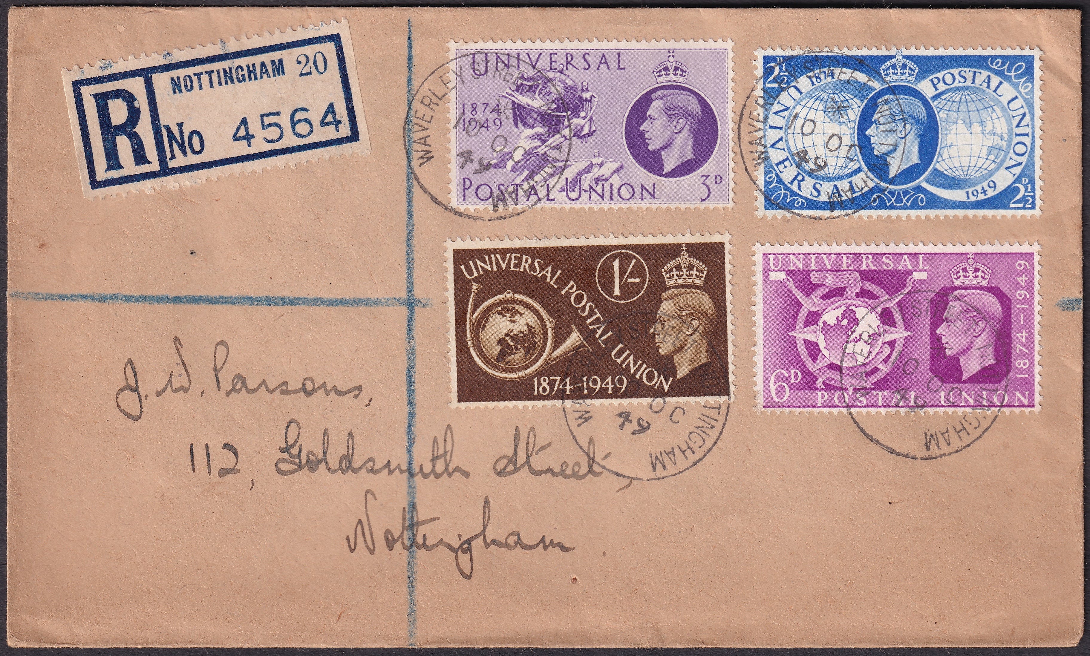 GB 1949 UPU Registered FDC