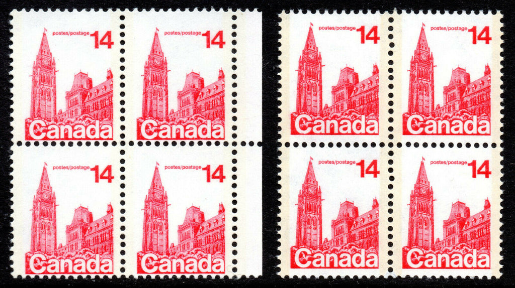 Canada 1977 UM Blocks of Four with Varieties
