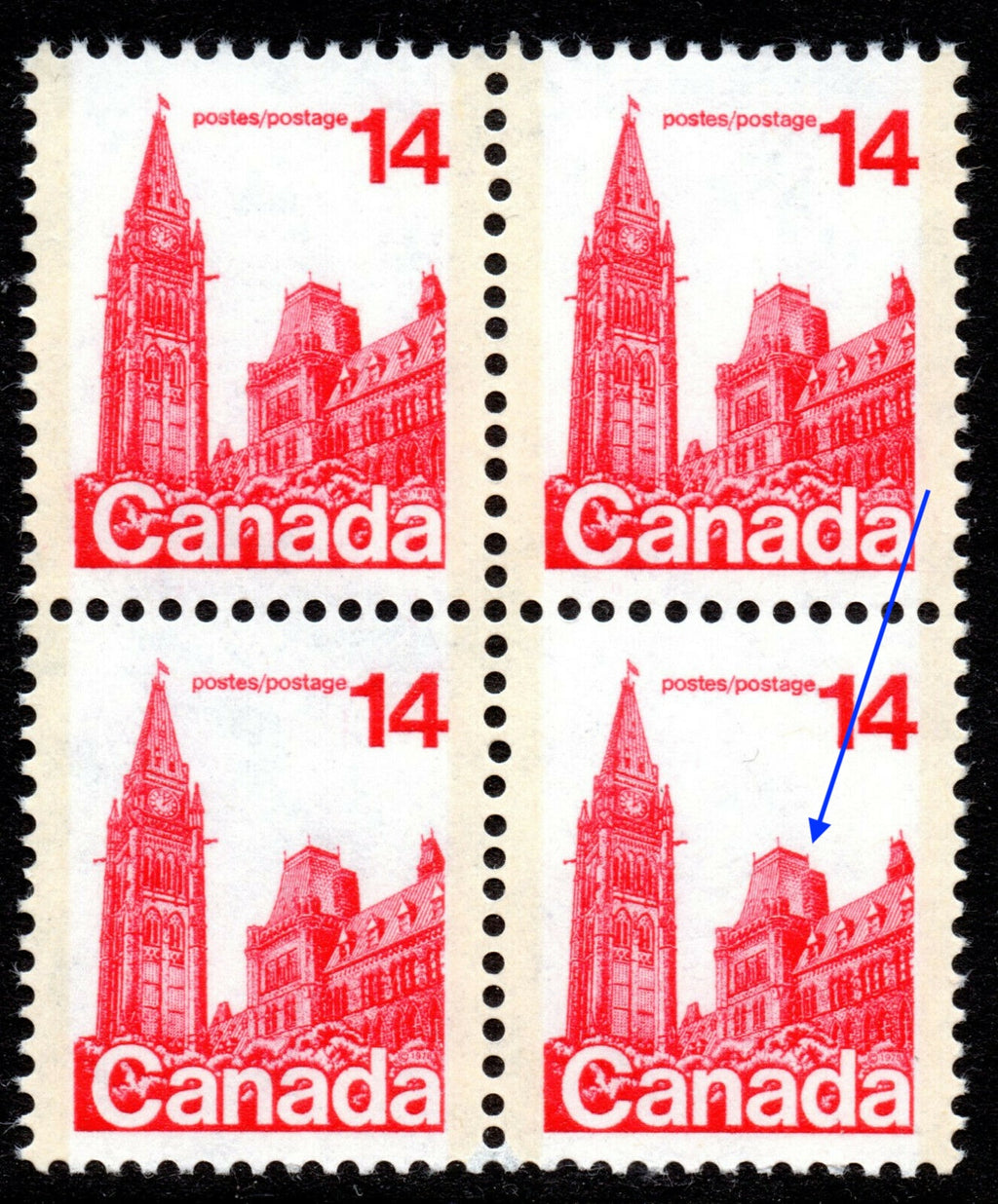 Canada 1977 UM Blocks of Four with Varieties