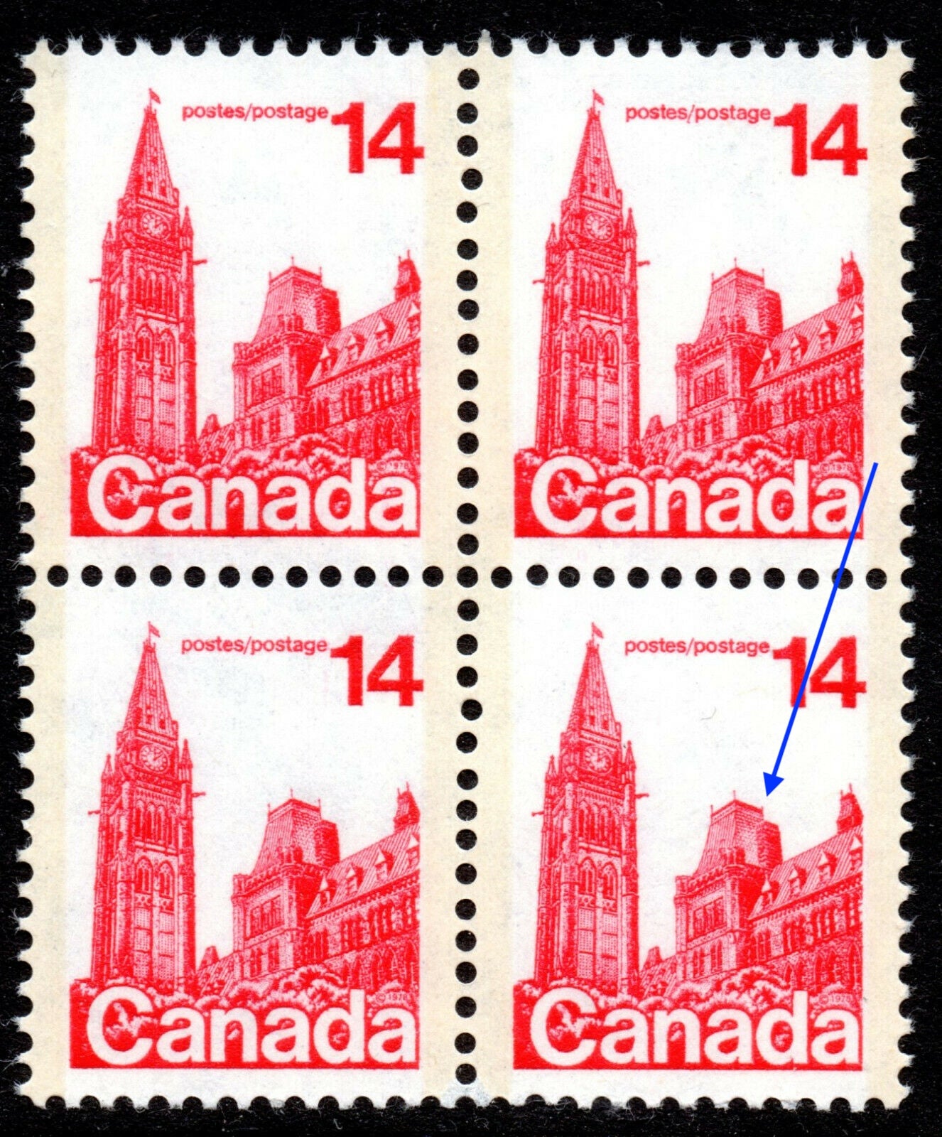Canada 1977 UM Blocks of Four with Varieties