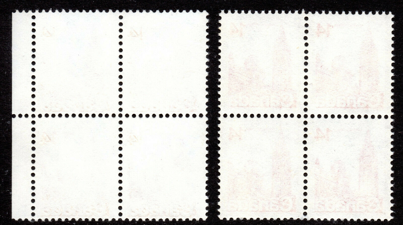 Canada 1977 UM Blocks of Four with Varieties
