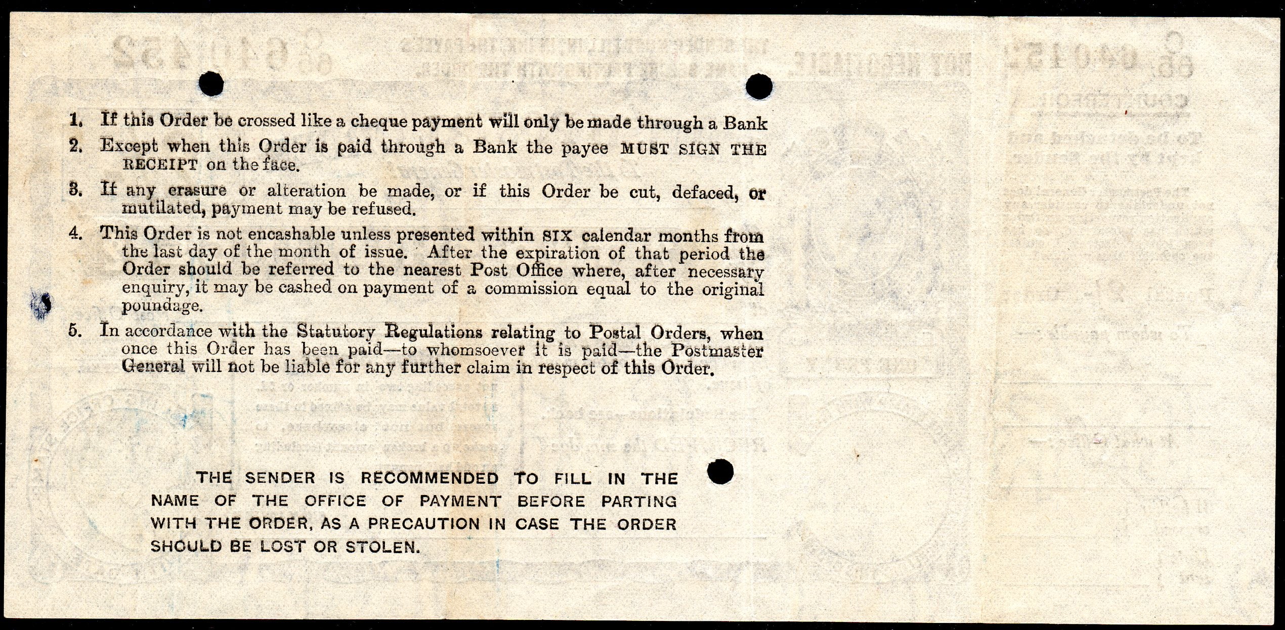 GB 1937 2s Fine Unused Postal Order Complete