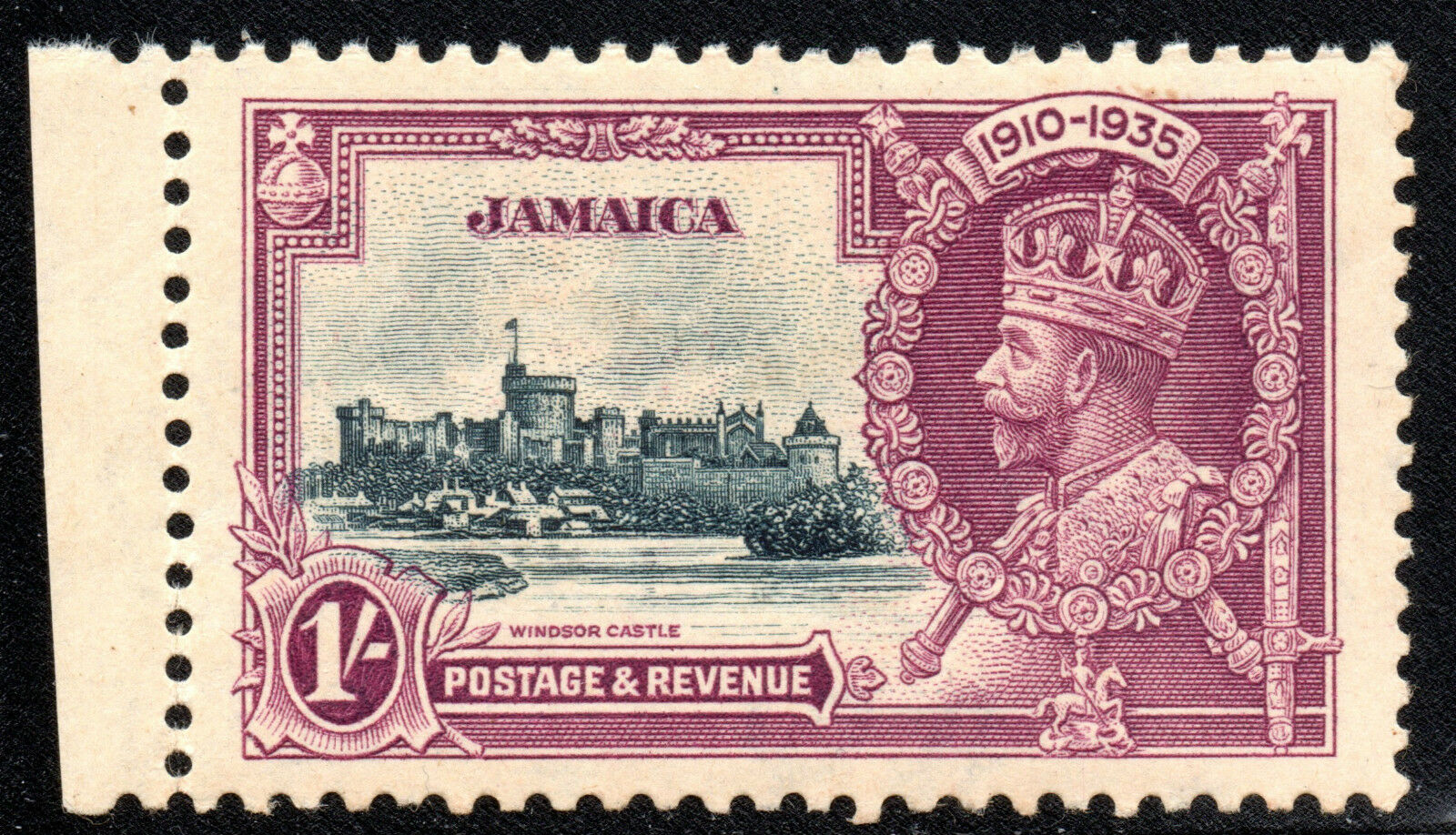 Jamaica 1935 1s Short Extra Flagstaff Variety UM
