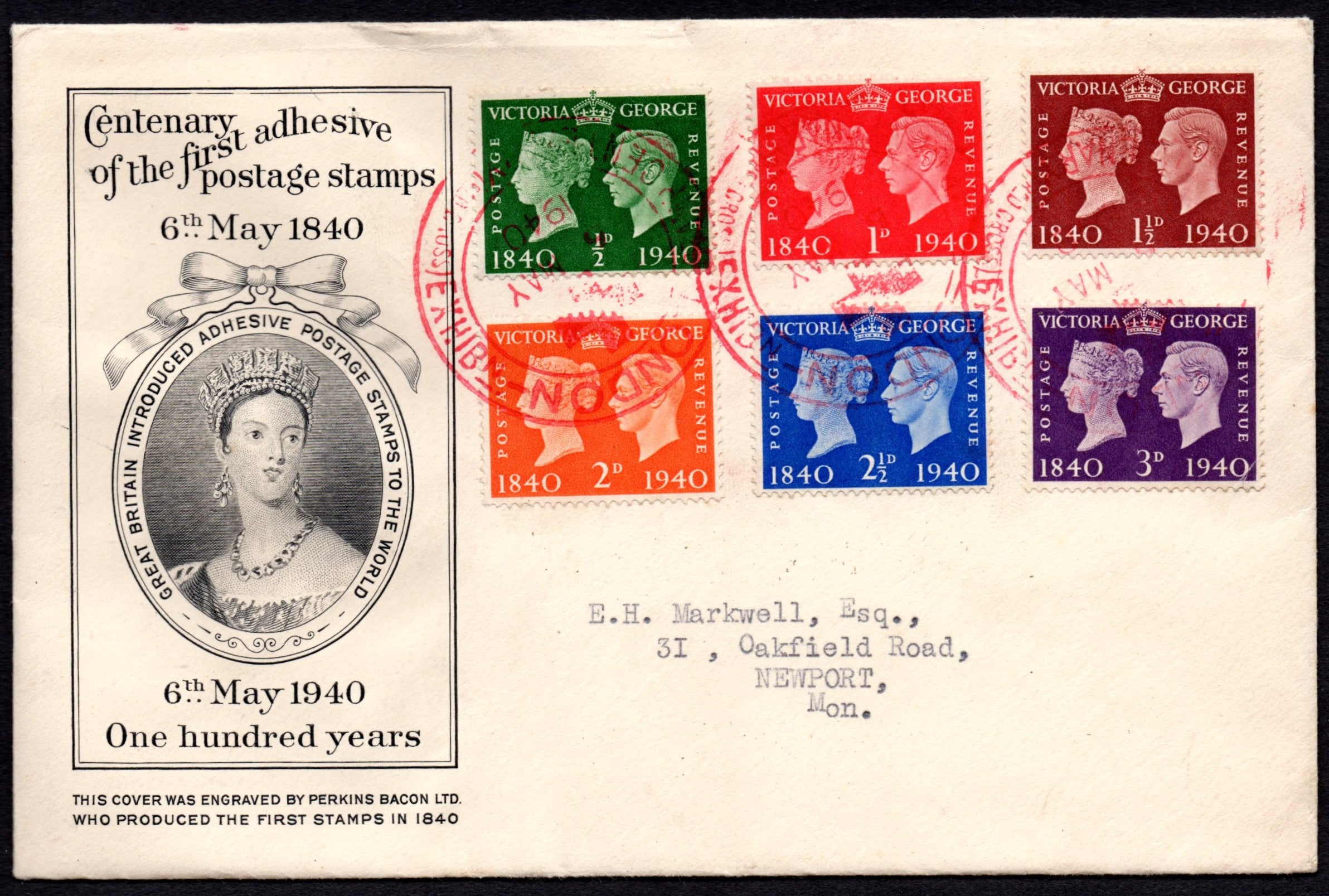 GB 1940 Centenary Perkins Bacon Pictorial Typed FDC