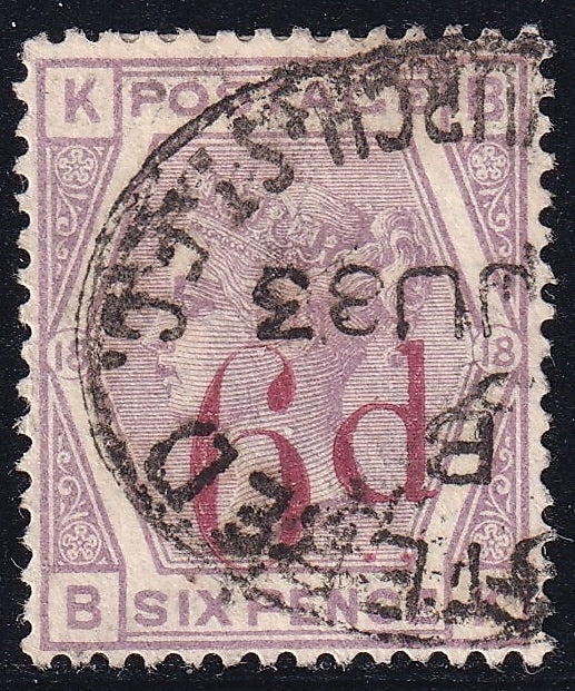 GB 1883 6d on 6d Lilac VFU