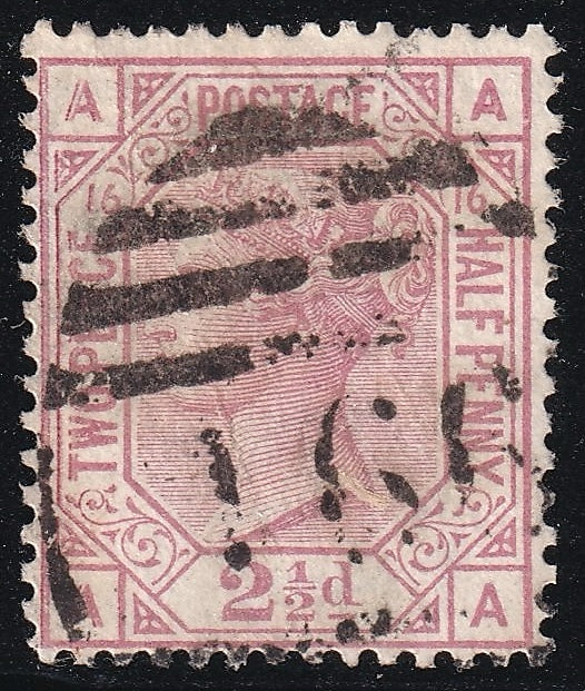 GB 1879 2½d Rosy Mauve Pl.16 Variety Broken 'A's