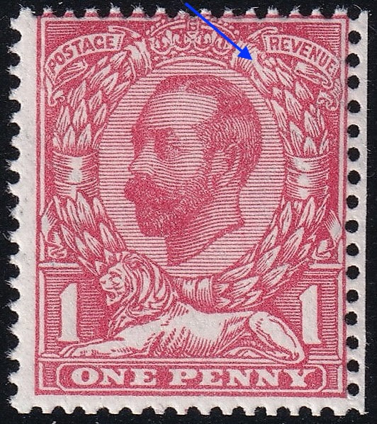 GB 1911 1d UM Rose-pink Scarce 'Open Top to Leaf' Key Variety
