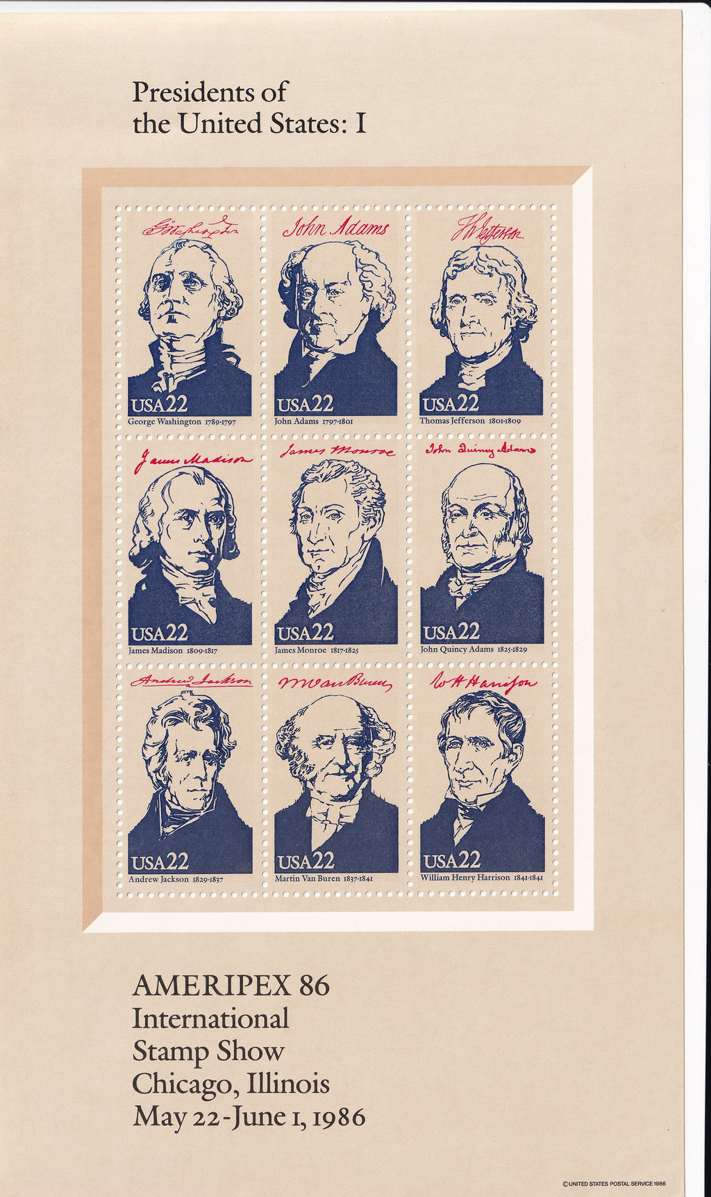 USA 1986 Ameripex UM Sheets