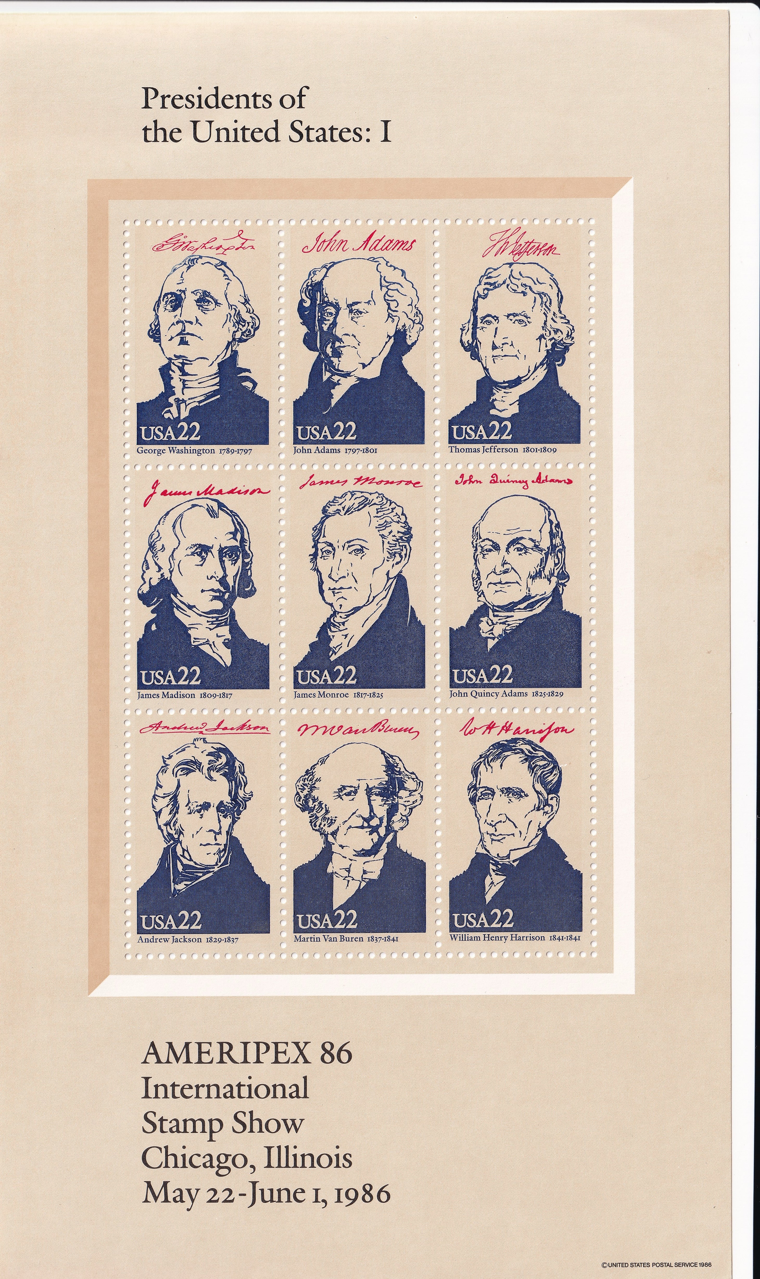 USA 1986 Ameripex UM Sheets