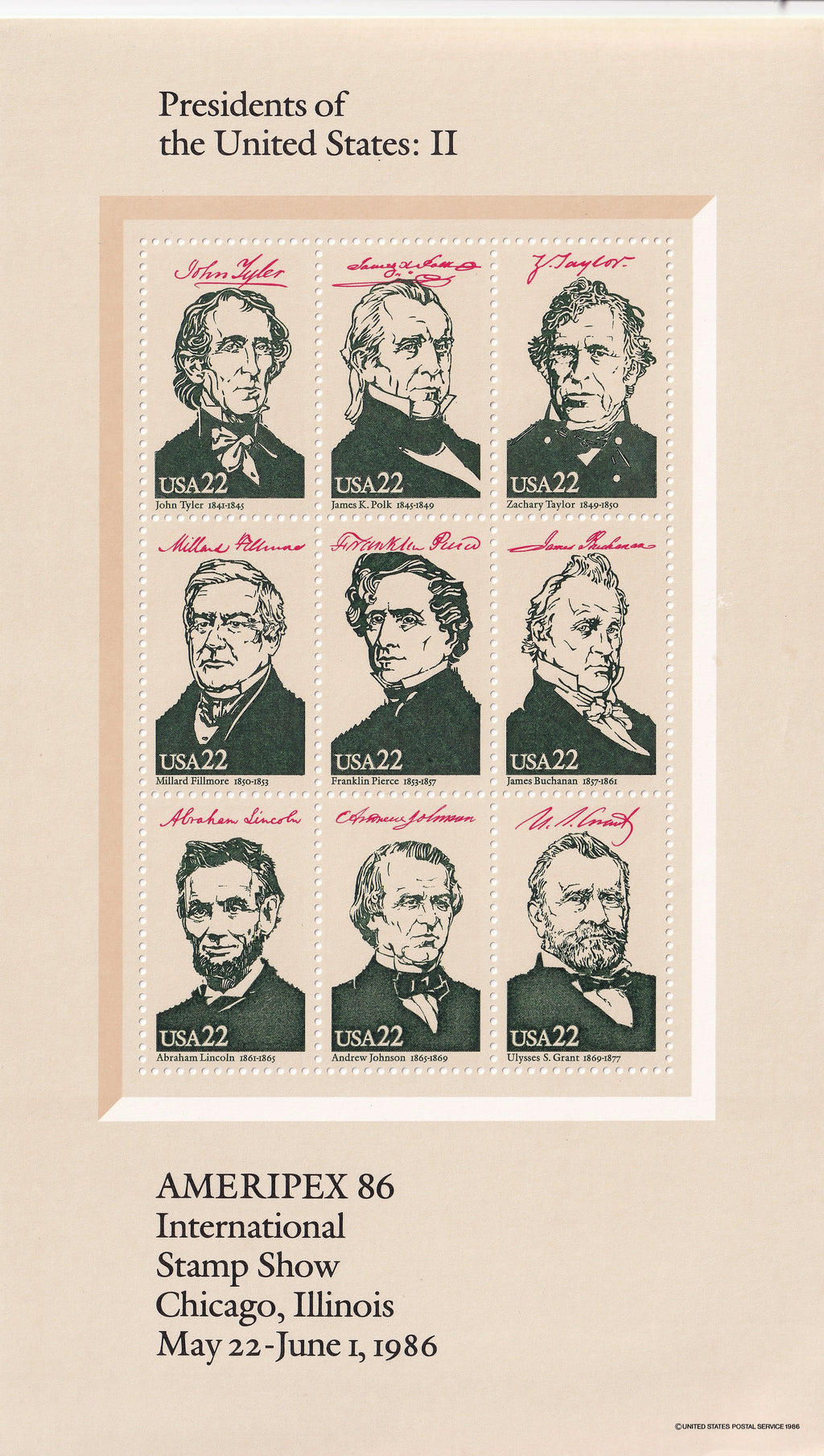 USA 1986 Ameripex UM Sheets