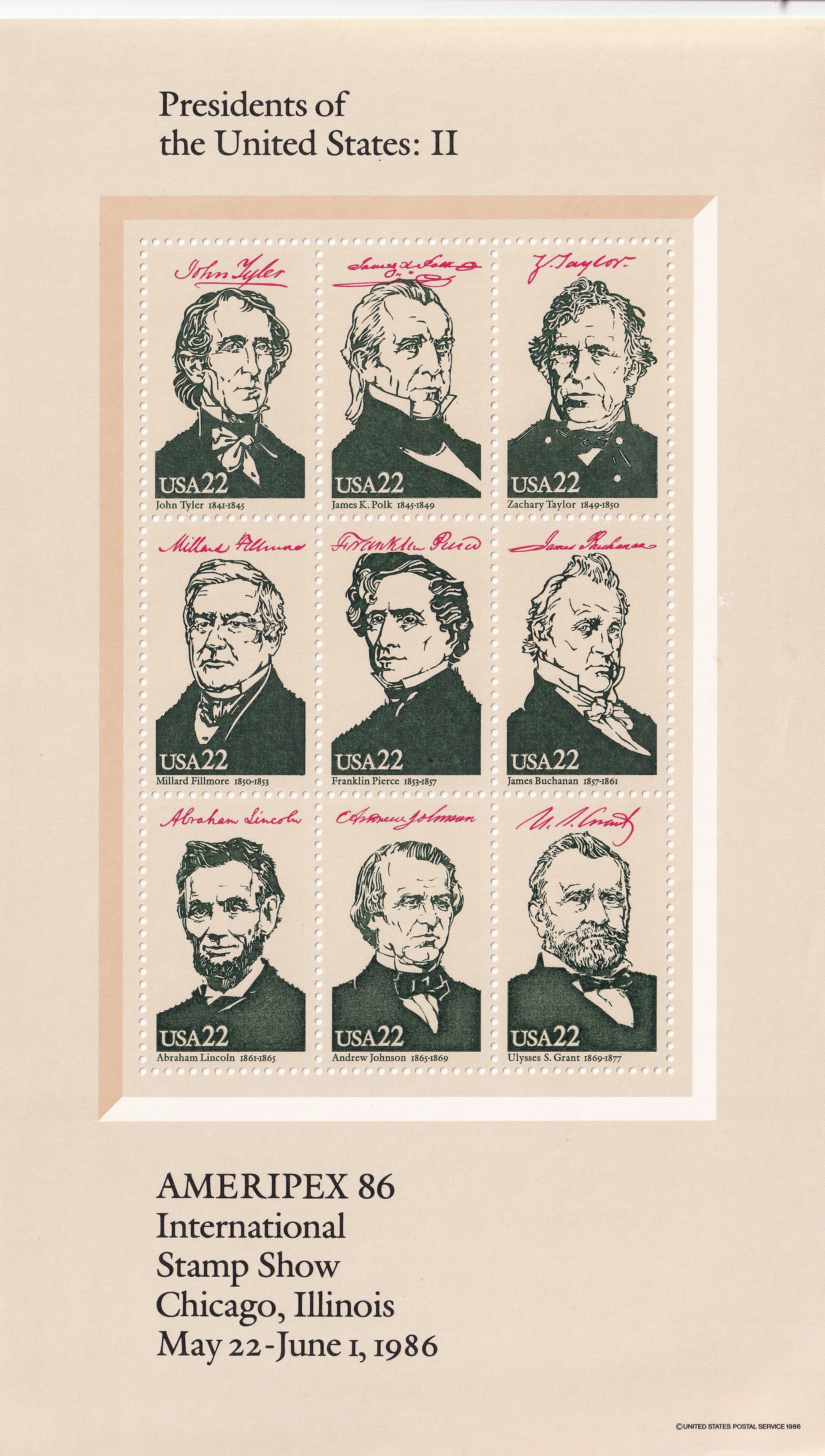 USA 1986 Ameripex UM Sheets