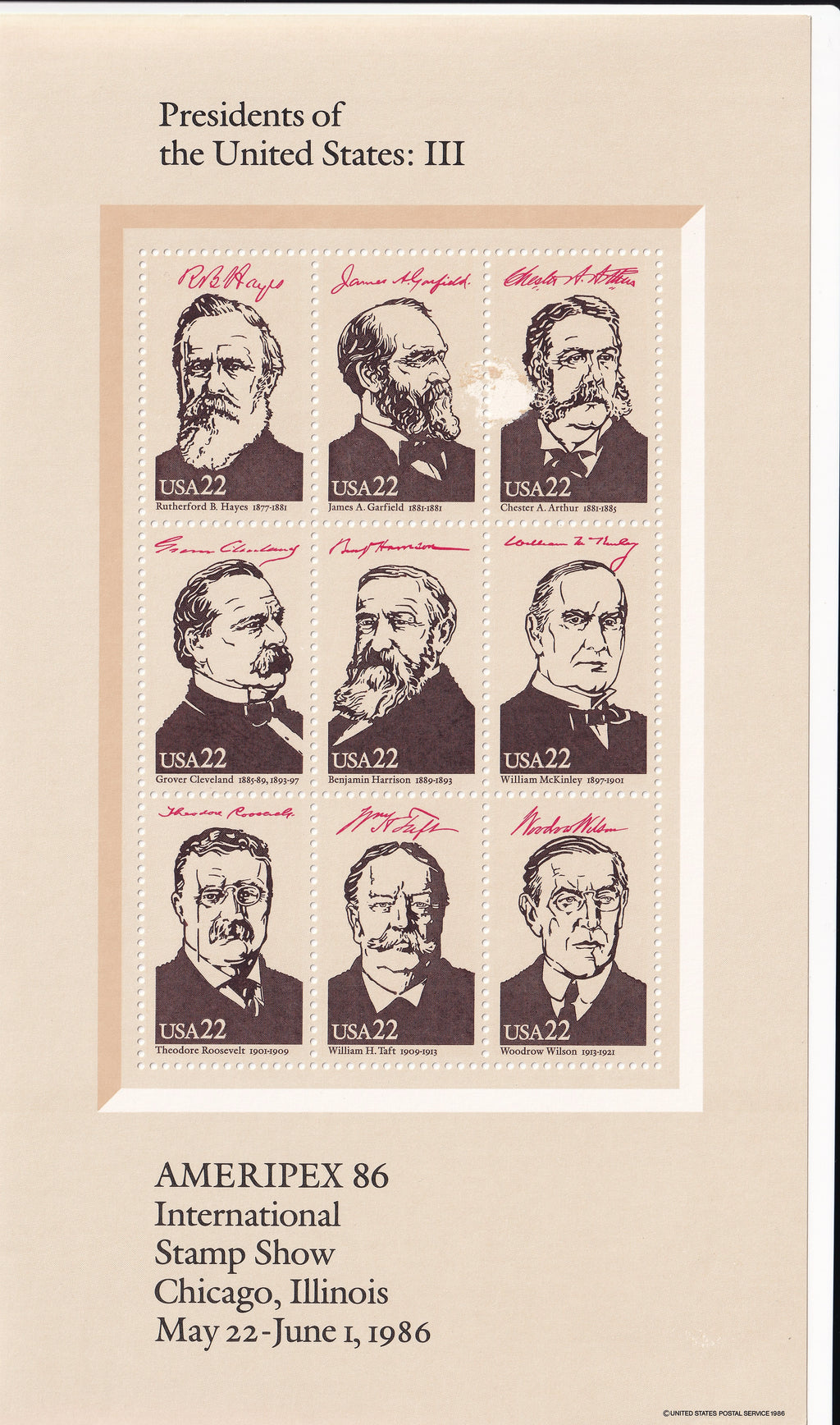 USA 1986 Ameripex UM Sheets