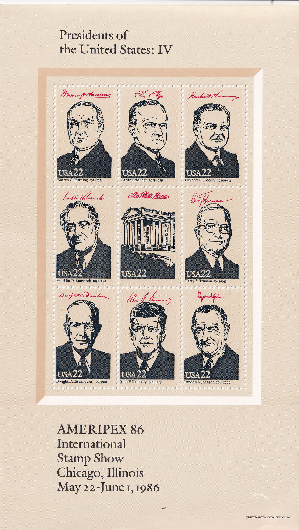 USA 1986 Ameripex UM Sheets
