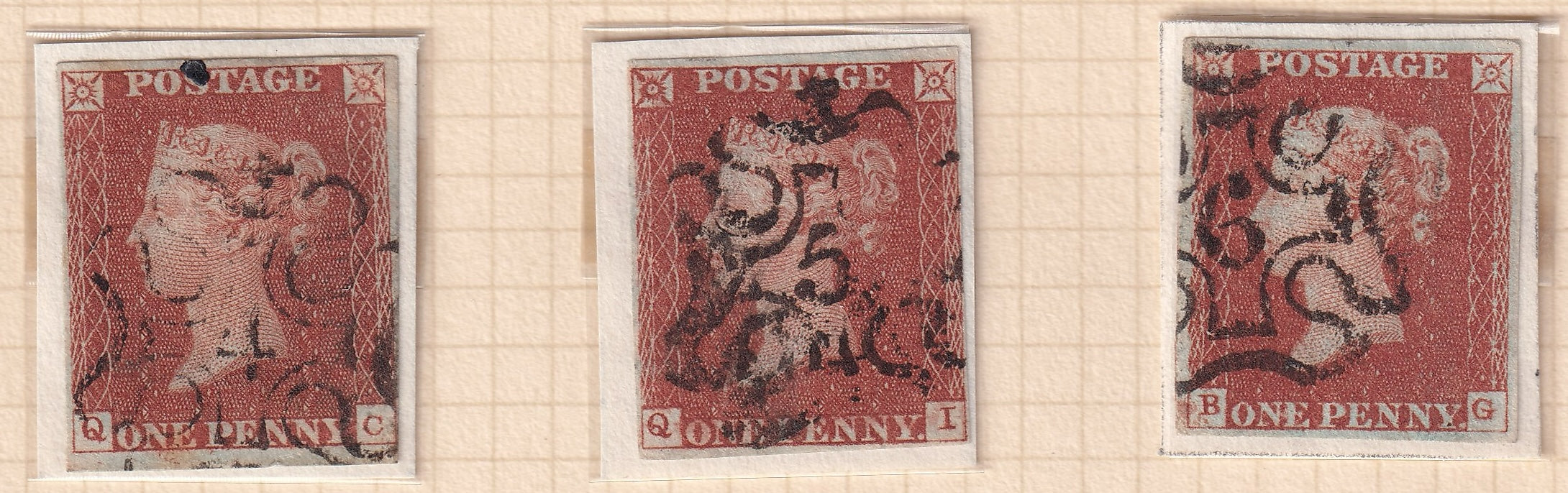 GB 1841 1d Red-brown Imperf Shades Mainly 4M All Numbered Maltese Crosses 1 to 12