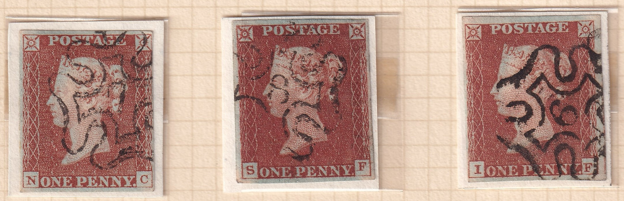 GB 1841 1d Red-brown Imperf Shades Mainly 4M All Numbered Maltese Crosses 1 to 12
