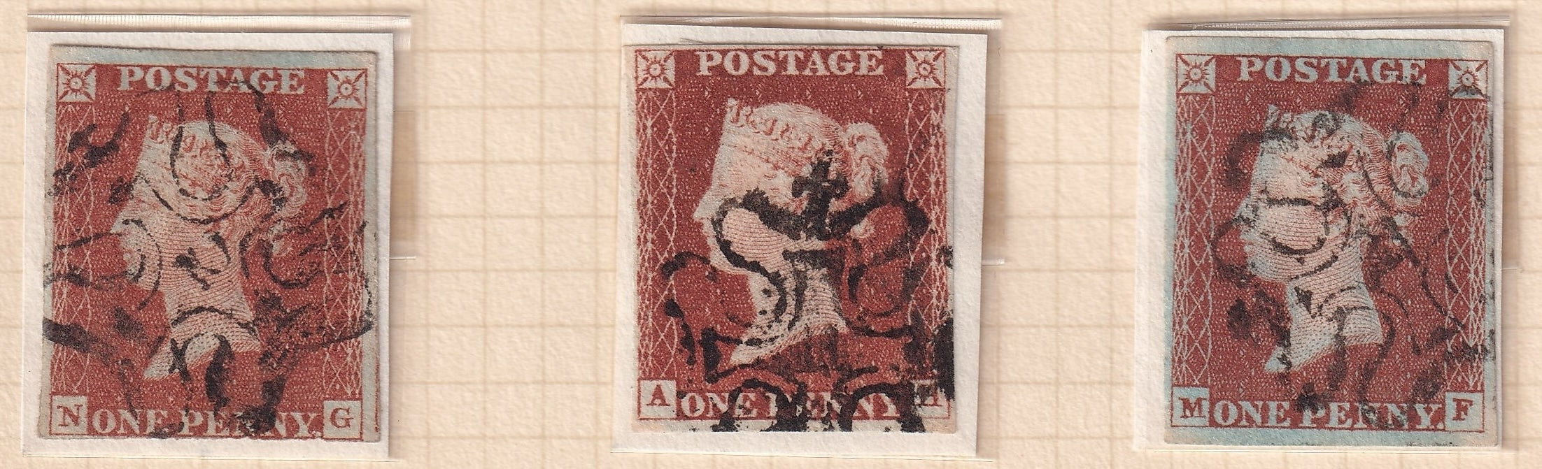 GB 1841 1d Red-brown Imperf Shades Mainly 4M All Numbered Maltese Crosses 1 to 12