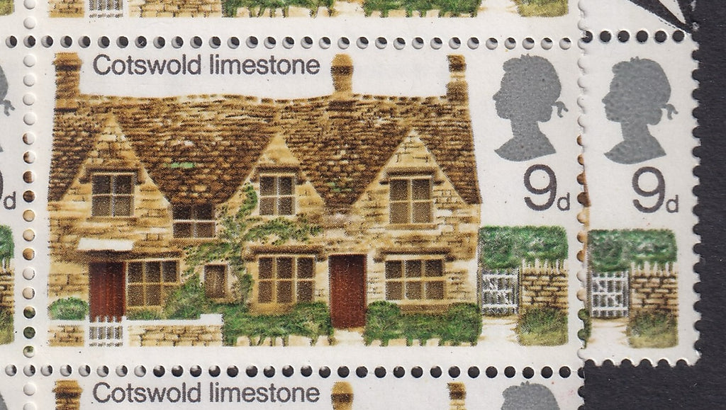 GB 1970 9d Fresh UM Corner Marginal Control Block of 15 with Shift of Black
