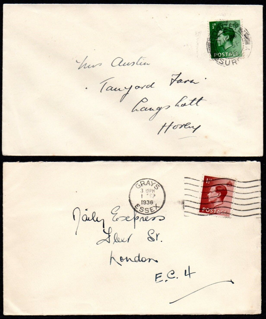 GB 1936 Ed VIII ½d & 1½d Pair of FDCs