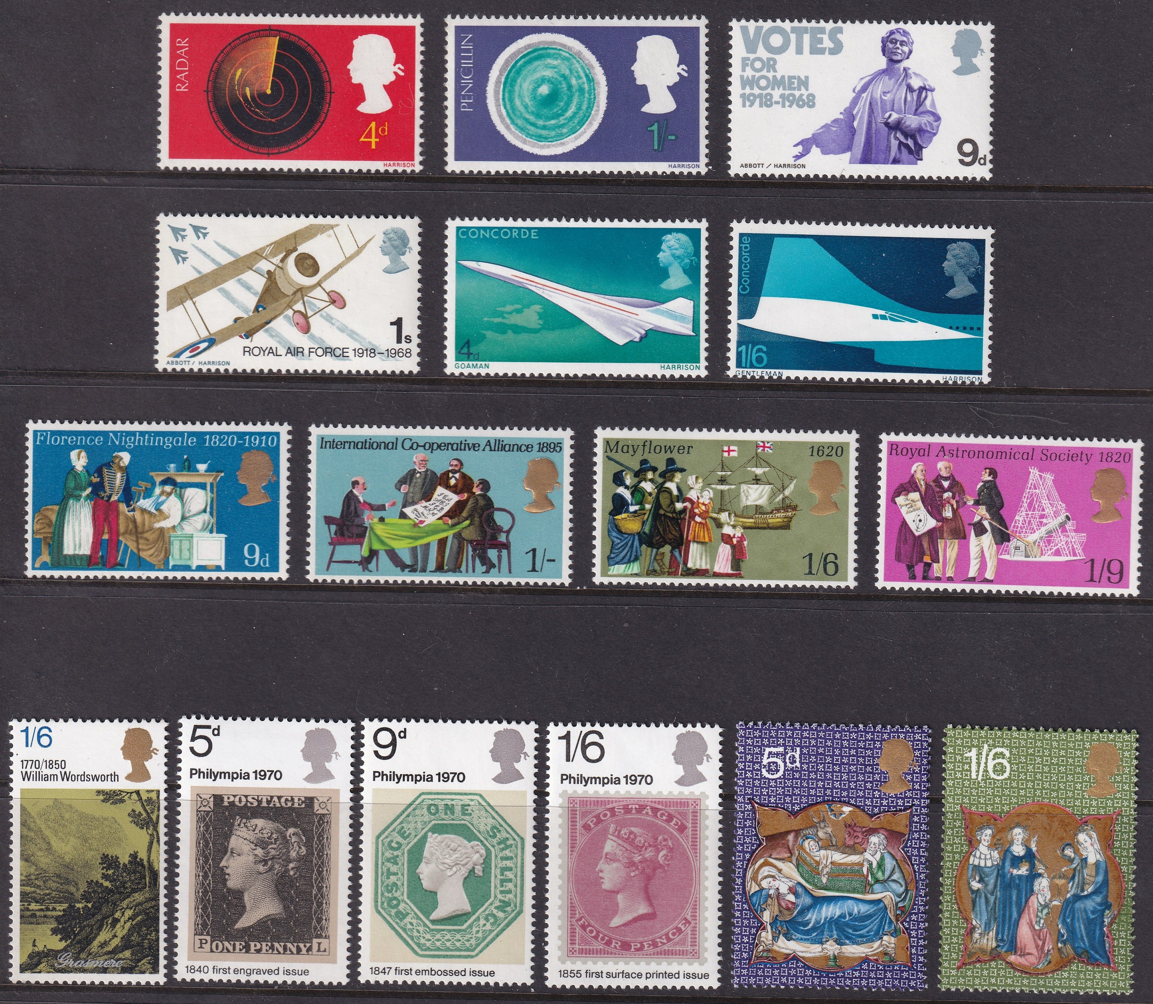 GB 1967/70 Selection Variety Phosphor Omitted UM Sets