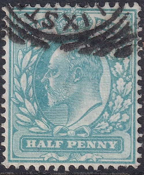 GB 1902 Edward VII ½d DLR VFU in Pale Blue