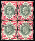 GB 1902 Edward VII 1s VFU Block of Four
