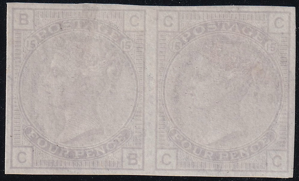 GB 1876 4d UM Colour Trial Pl.15 Horizontal Pair