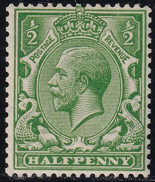 GB 1913 ½d Bright Green Fresh UM Multiple Cypher Wmk