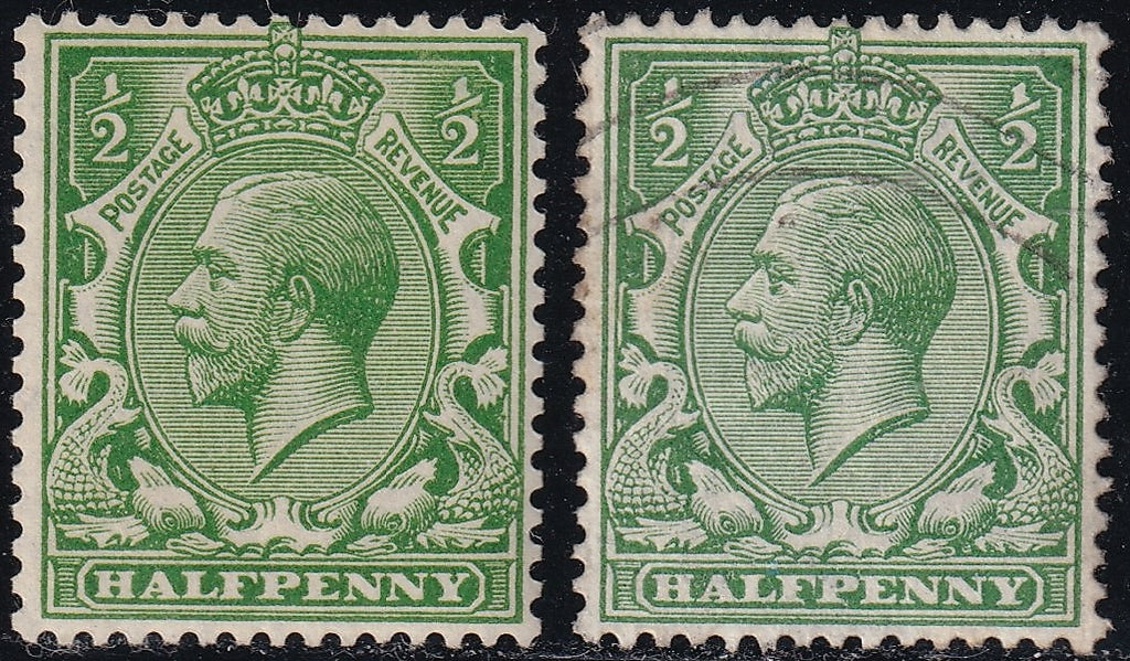 GB 1913 ½d Bright Green Fresh UM Multiple Cypher Wmk