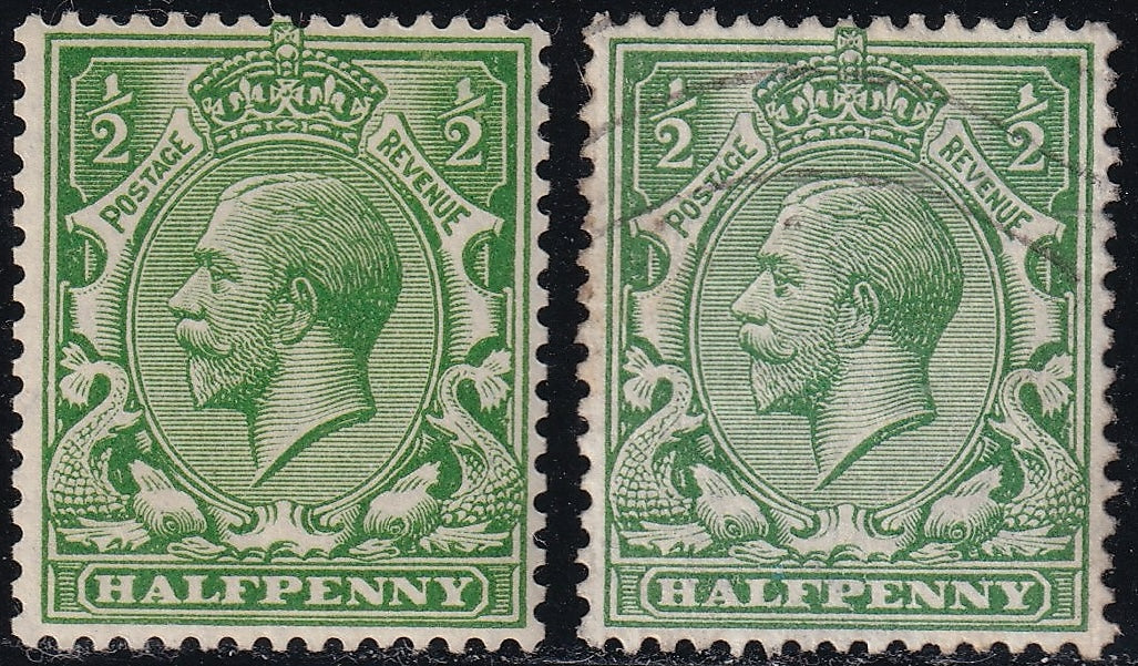 GB 1913 ½d Bright Green Fresh UM Multiple Cypher Wmk
