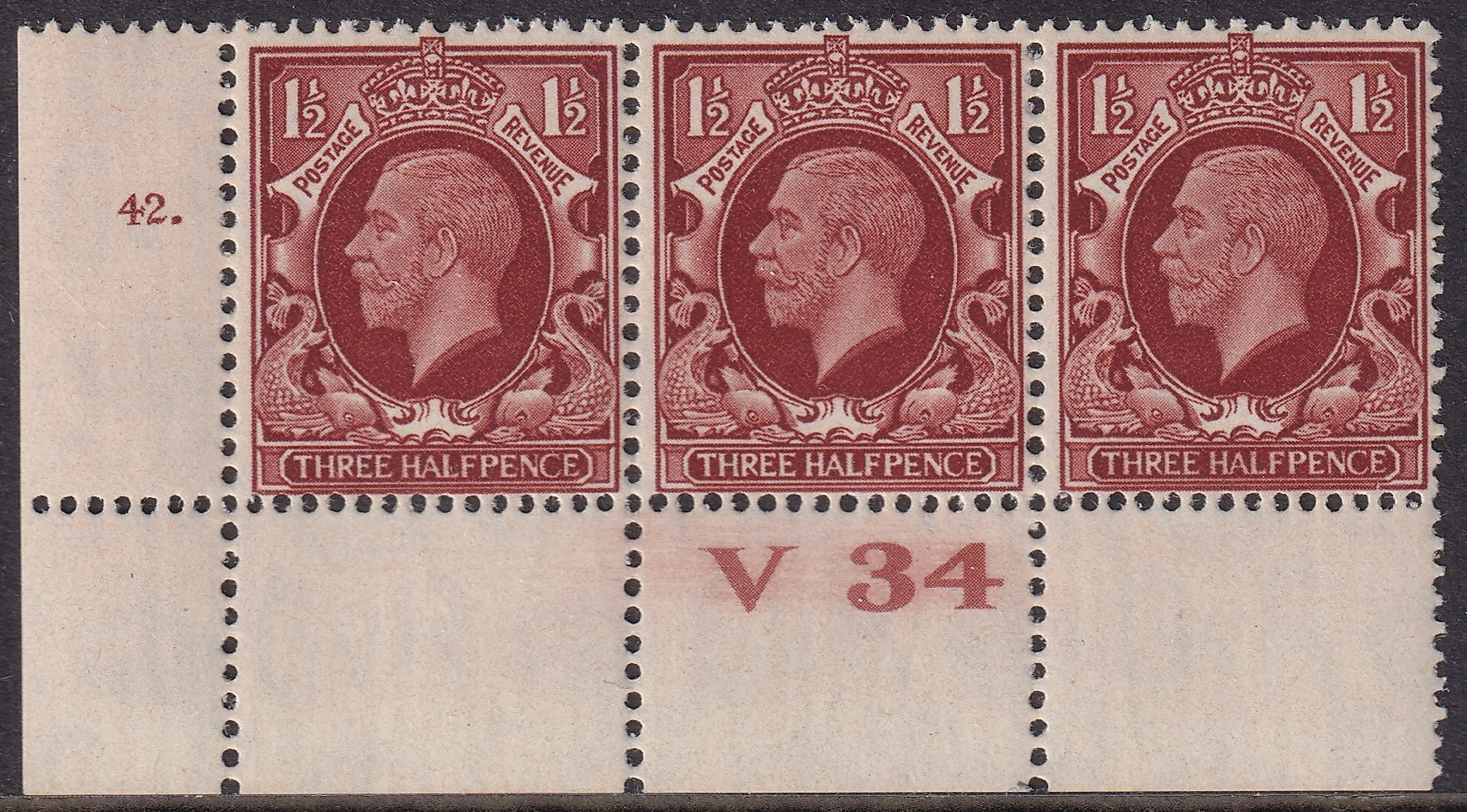 GB 1934 UM Control Strip of Three Variety
