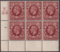 GB 1½d UM Control V34 Block of Six