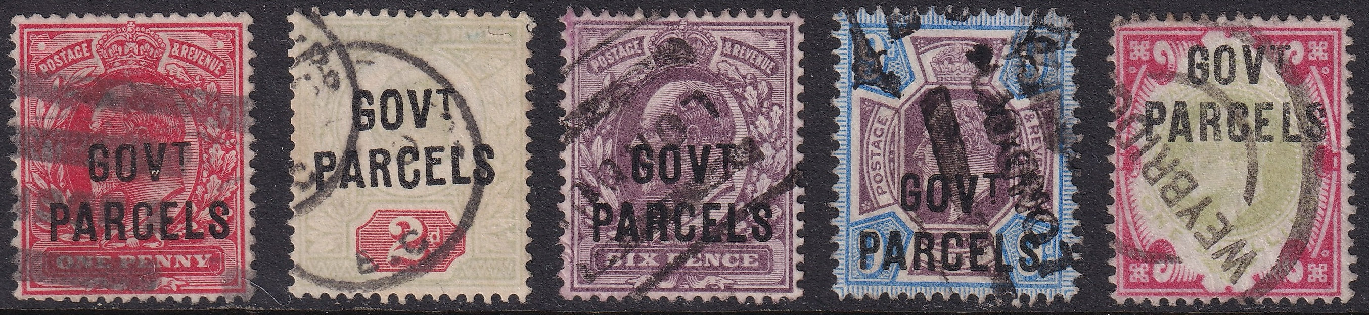 GB 1902 Set of Five Used GOVT PARCELS