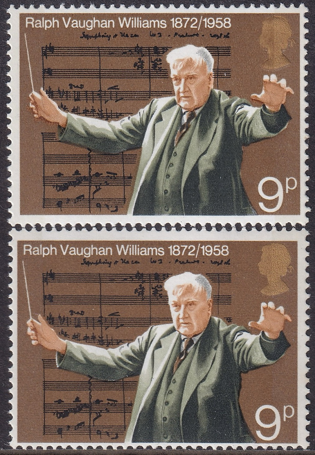 GB 1972 9p UM Bistre-brown Shift