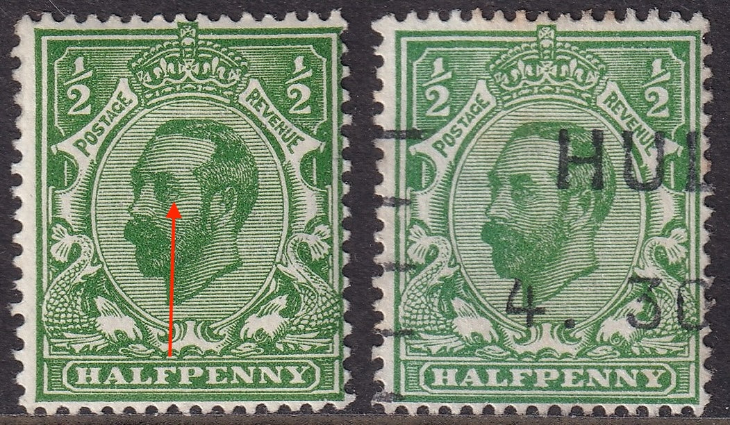 GB 1911 ½d Bright Green Die IB Fresh MM Variety