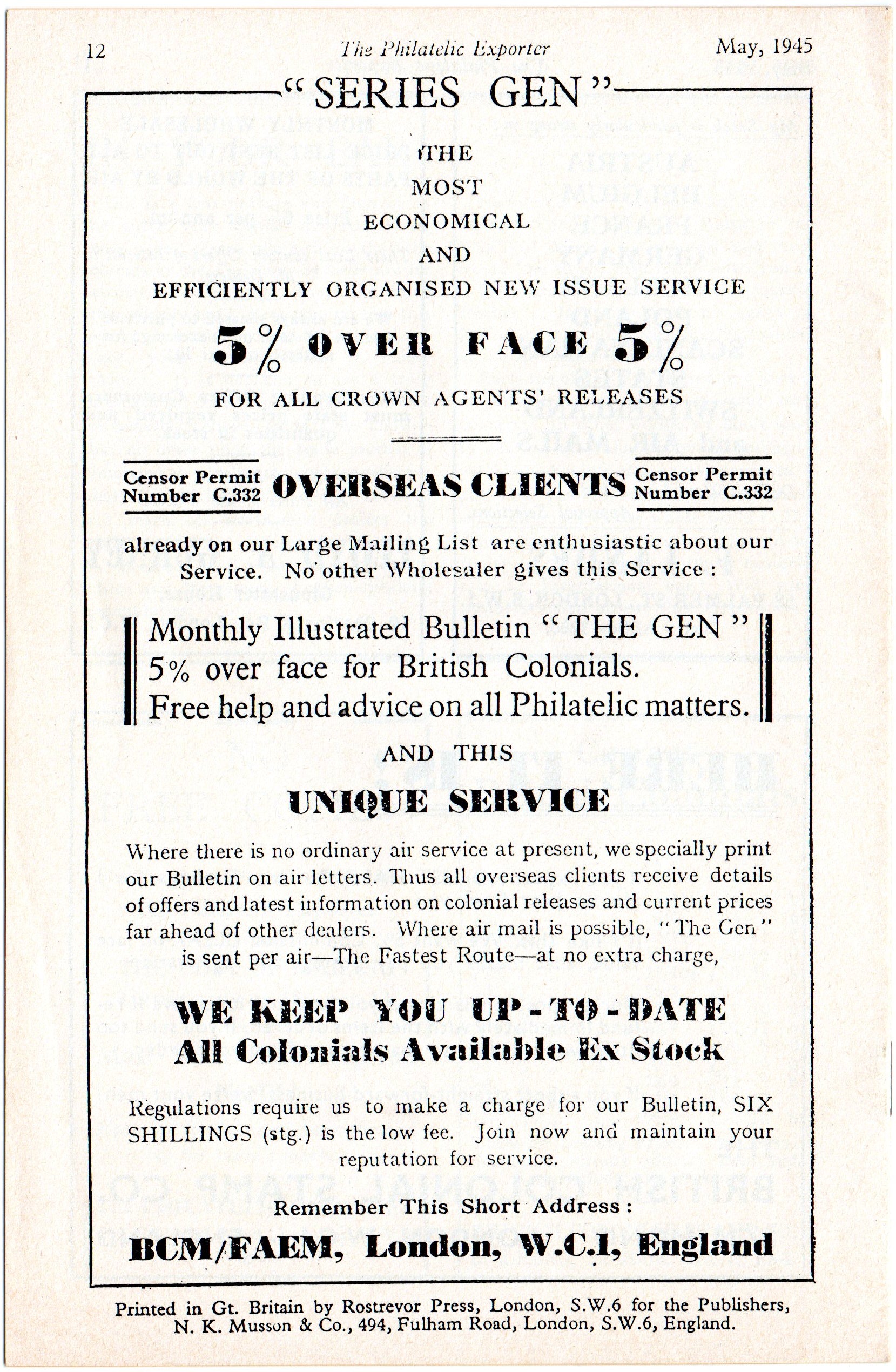 GB 1945 Philatelic Exporter First Edition