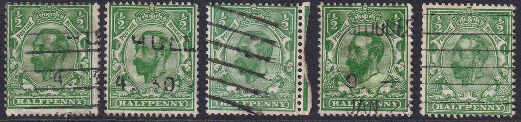 GB  1911 ½d VFU Bluish Green Shade Die IB
