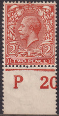 GB 1912 2d Mint P20 Control Variety Broken Rule