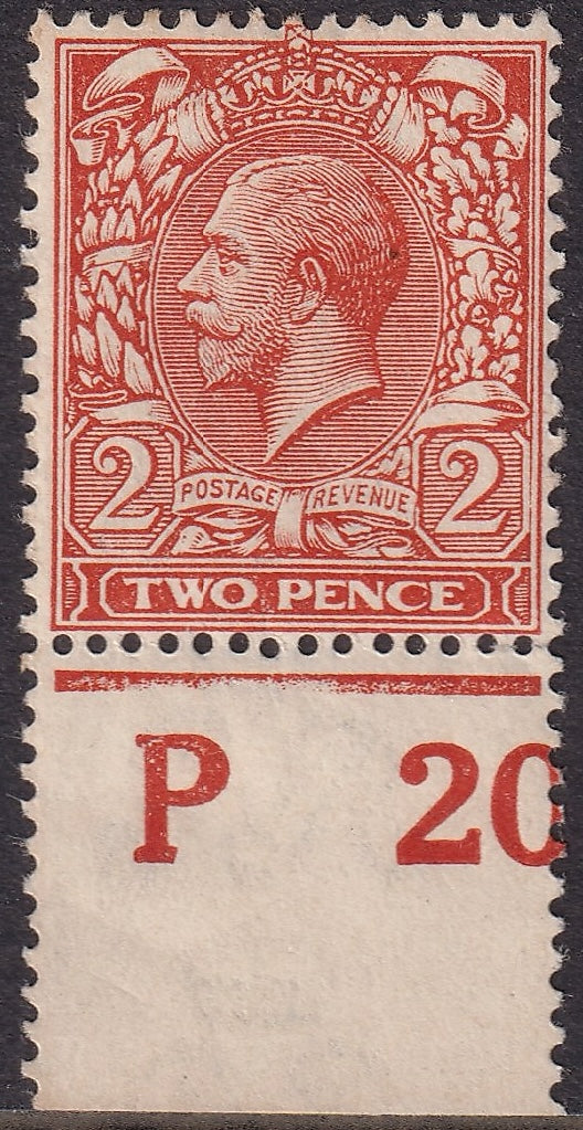 GB 1912 2d Mint P20 Control Variety Broken Rule