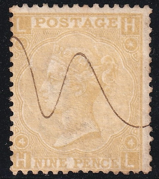 GB 1867 9d Straw Pen Cancelled