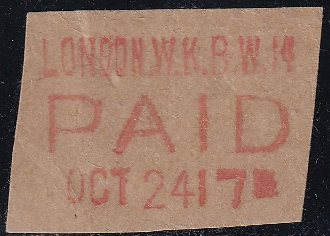 GB 1917 Small Red PAID Label