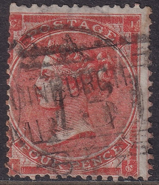 GB 1863 4d Pl.4 Used Cracked Plate Variety