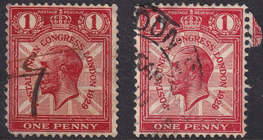 GB 1929 1d Scarlet Varnish (Shiny) Fiscal Used