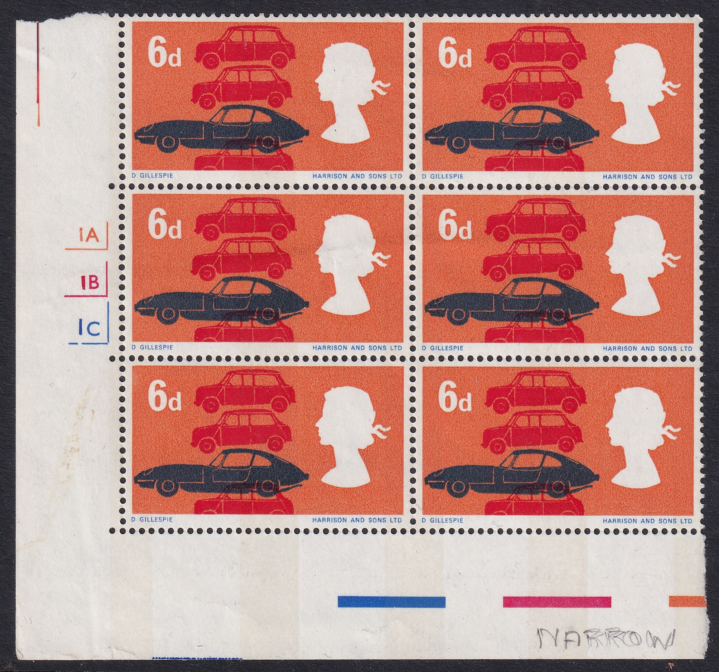 GB 1966 6d Motor Cars UM/MM Varieties