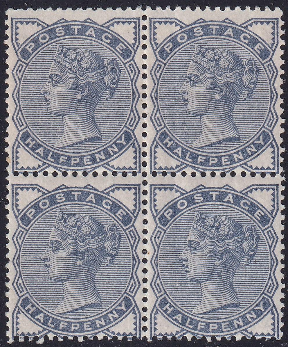 Great Britain 1884 Halfpenny ½d Slate-blue Unmounted Mint Block of Four SG 187 Cat £150