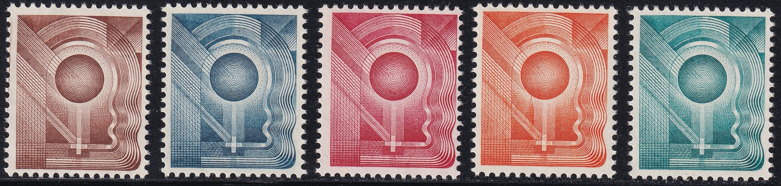 Switzerland 1950s Specimens Five Rare Machine Trial Unmounted Mint Varying Shades
