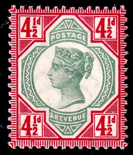 Great Britain 1892 4½d Jubilee Variety Fresh Mint Pair Including Carmine Dot Southwest Value Tablet