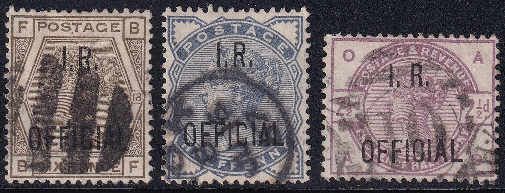 GB 1882/85 Five IR OFFICIALS VFU/FU