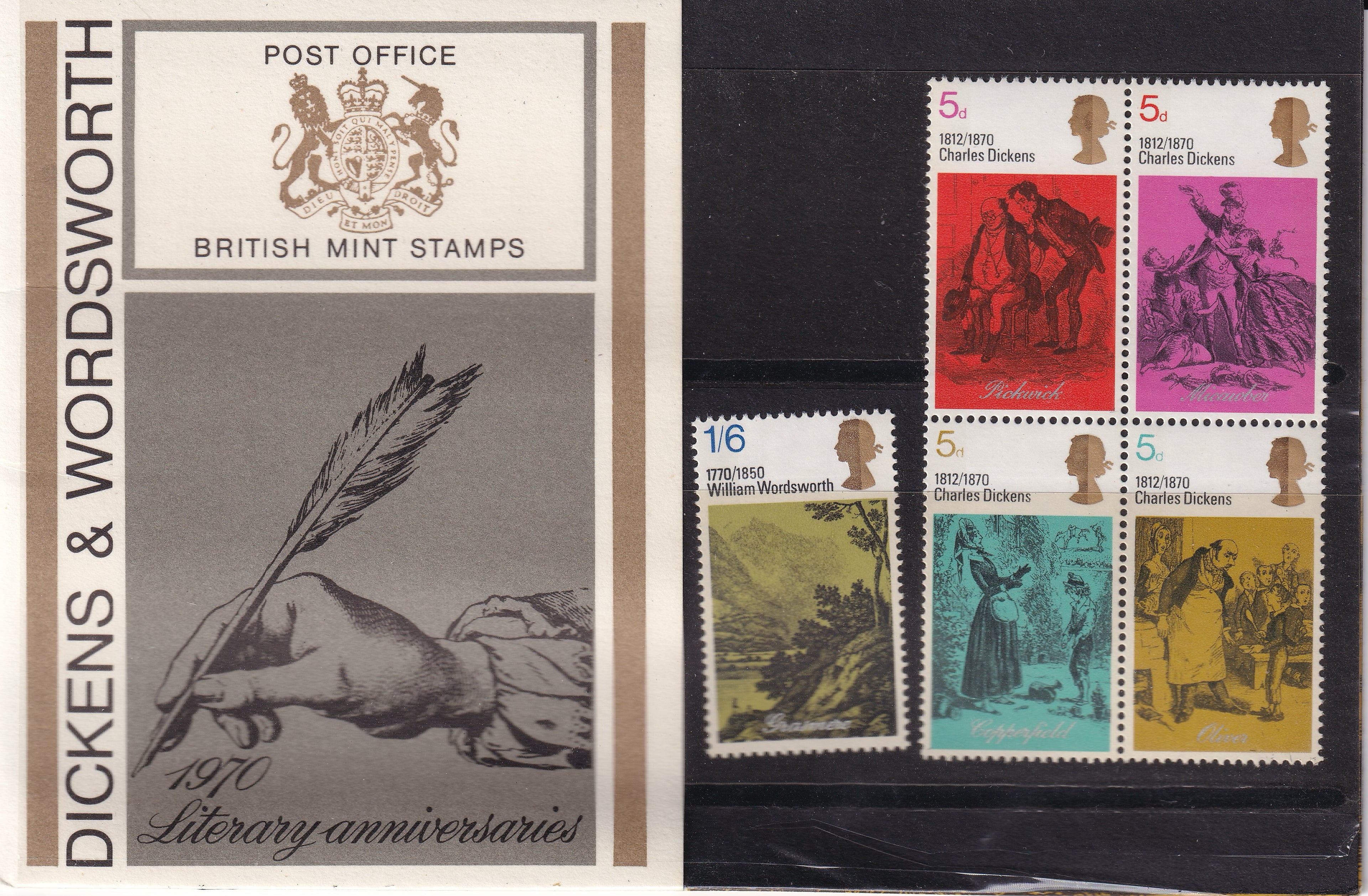 Great Britain 1970 Literature Presentation Pack Including Varieties Dry Print Two 5d Denominations