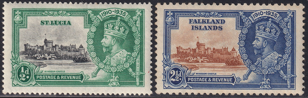 1935 Silver Jubilee Mint Pair Broken Flagstaff Varieties